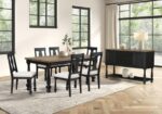 Neue Mills 7 Pc Dining Table Set – Modern Farmhouse Black Dining Set