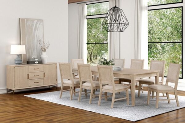 Sandnes 7 Pc Dining Table Set – Light Oak Transitional Dining Set