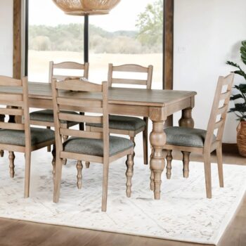 Chesapeake 7 Pc Dining Table Set – Modern Farmhouse Light White Wash