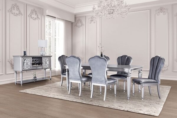 Melodi Parc 7 Pc Dining Table Set – Glam Silver
