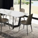 Norelli 7 Pc Dining Table Set – Contemporary Silver & White with Upholstered Chairs