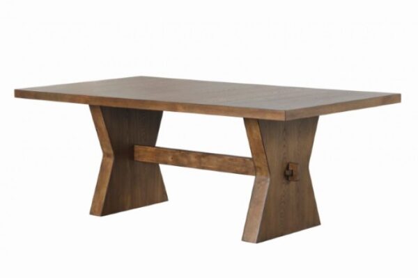 Johannes 7 Pc Dining Table Set – Rustic Farmhouse Oak with Hourglass Base