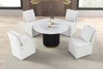 Varde 5 Pc Dining Table Set – Contemporary Marble Dining Set in Black & White