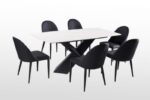 Lenvik 7 Pc Dining Table Set – Contemporary Black & White Ceramic Top