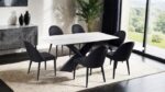 Lenvik 7 Pc Dining Table Set – Contemporary Black & White Ceramic Top