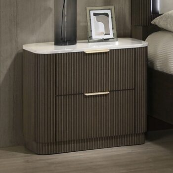 Lantrisant Nightstand – Contemporary Dark Walnut with Marble Top