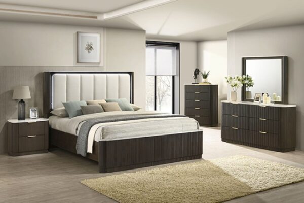 Modern Elegance: Lantrisant Dresser Dark Walnut with Marble Top