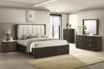 Modern Luxury: Lantrisant 5 Pc Queen Bedroom Set Dark Walnut