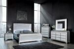 Glam Elegance: Galea Nightstand Gray with LED Crystal Trim