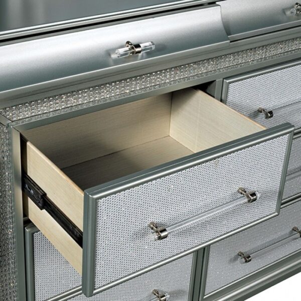 Glam Elegance: Galea Dresser Gray with LED Crystal Trim