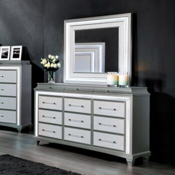 Glam Elegance: Galea Dresser Gray with LED Crystal Trim
