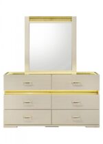 Lucida Dresser Beige – Crocodile Texture with Gold Shimmer Accents
