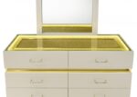 Lucida Dresser Beige – Crocodile Texture with Gold Shimmer Accents