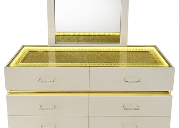 Lucida Dresser Beige – Crocodile Texture with Gold Shimmer Accents