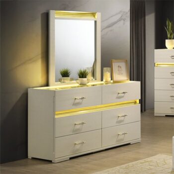 Lucida Dresser Beige – Crocodile Texture with Gold Shimmer Accents
