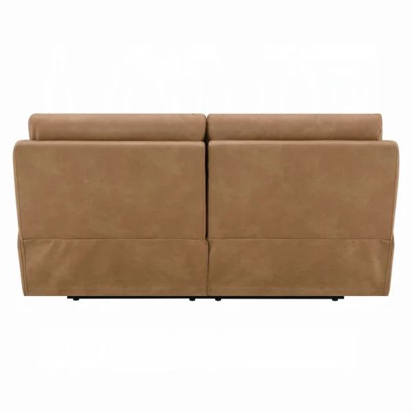 Brown Leather Power Motion Loveseat with USB & Power Headrest Backview