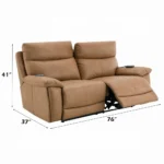 Brown Leather Power Motion Loveseat with USB & Power Headrest Dimensions
