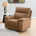 Brown Leather Power Motion Recliner with USB & Power Headrest