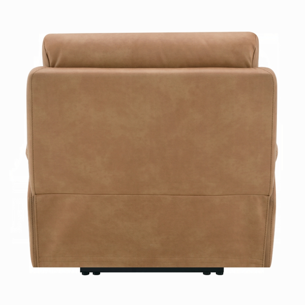 Brown Leather Power Motion Recliner with USB & Power Headrest Backview