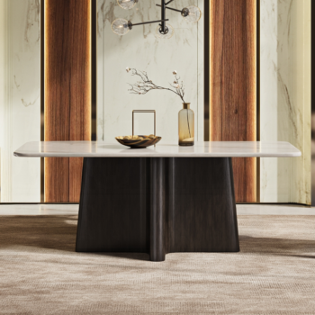 Espresso Dining Table with Bottocino Marble Top