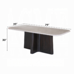 Dining Table with Bottocino Marble Top with Dimensions