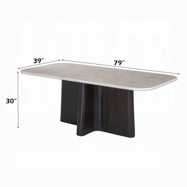 Dining Table with Bottocino Marble Top with Dimensions