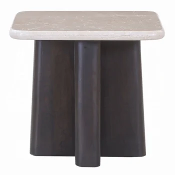 Espresso End Table with Bottocino Marble Top