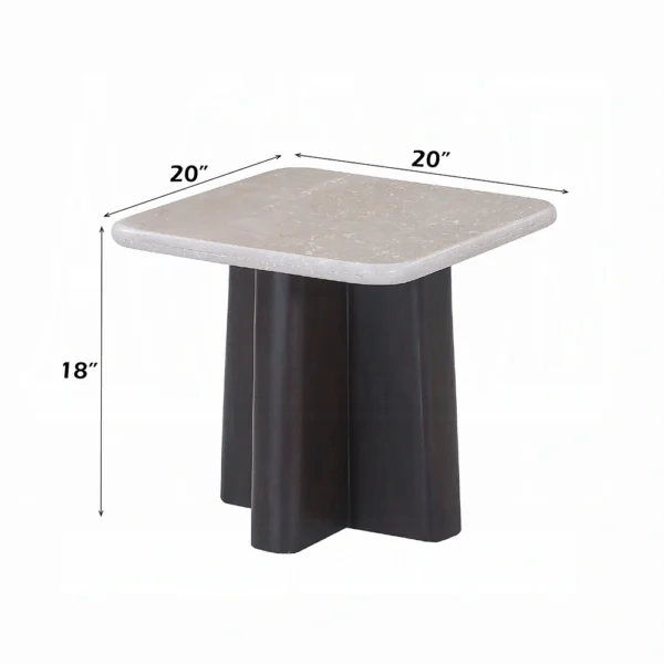 Espresso End Table with Bottocino Marble Top Dimensions