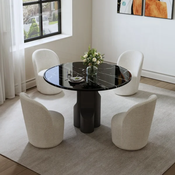 Kinton Round Dining Table with Natural Marble Top by ACME - Image 4