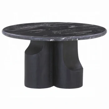 Black Coffee Table with Natural Marble Top