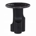 Black End Table with Natural Marble Top