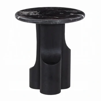 Black End Table with Natural Marble Top