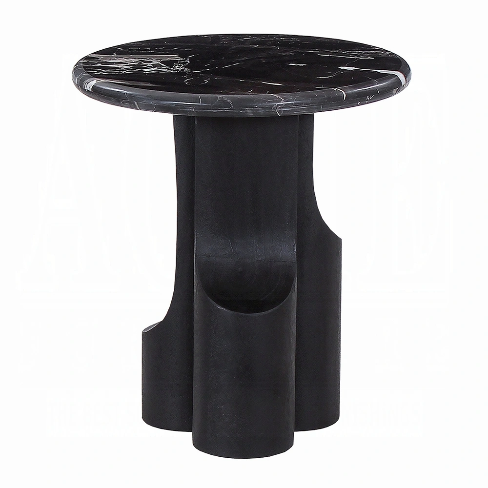 Kinton End Table With Natural Marble Top By Acme | Mobilia Cleopatra 3 Black End Table with Natural Marble Top