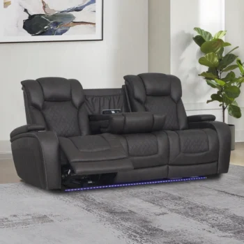 Power Motion Sofa with Dropdown Table, Storage, USB & LED