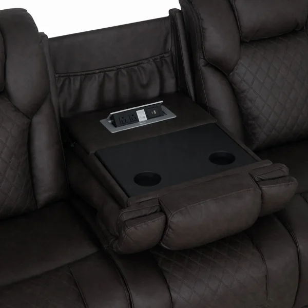 Power Motion Sofa with Dropdown Table, Storage, USB & LED