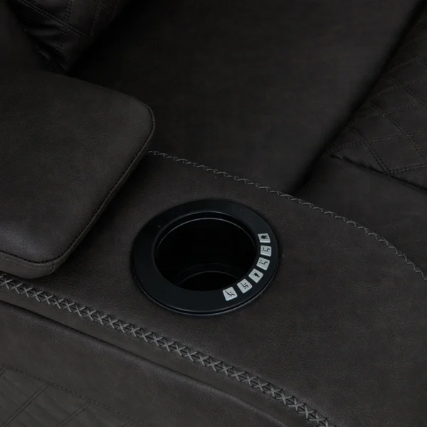 Gray Power Motion Sofa with Dropdown Table, Storage, USB & LED