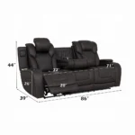 Power Motion Sofa with Dropdown Table, Storage, USB & LED Dimensions