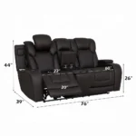 Power Motion Loveseat with Console, Wireless Charger, Storage, USB & LED Dimensions