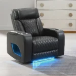 Gray Power Motion Recliner with Power Headrest & LED