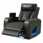 Gray Power Motion Recliner with Power Headrest USB Wireless Charger & LED