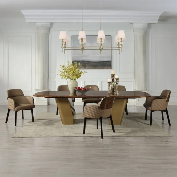 Glossy Wood Top Dining Set