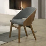 Walnut Wood Upholstered Dining Side Chair