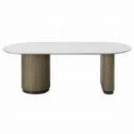 Rectangular Light Oak Dining Table with Stone Top