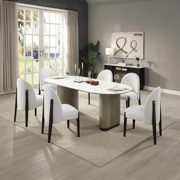 Clayten Rectangular Light Oak Dining Table with Stone Top by ACME - Image 5