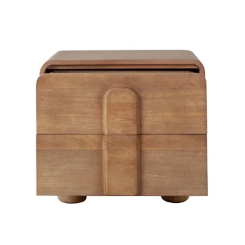 Solid Wood Two Drawer Nightstand in Honey Finish