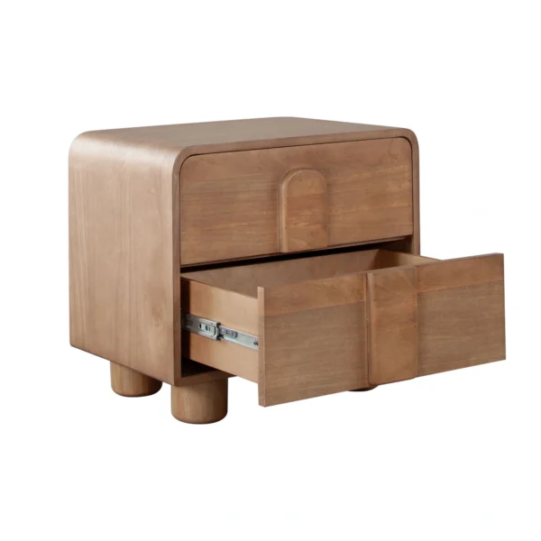 Solid Wood Two Drawer Nightstand in Honey Finish