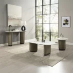 Rectangular Light Oak Living Table with Engineered Top