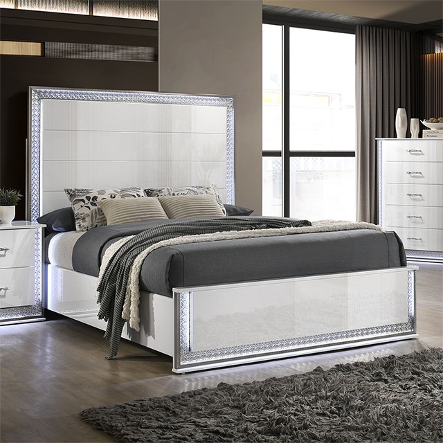 Hazeline White Wooden Bed By Furniture Of America | Mobilia Cleopatra 3 Hazeline White Wooden Bed By Furniture Of America