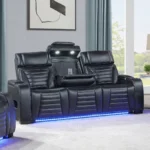 Ephron Power Motion Sofa WDropdown Table, Wireless Charging, Reading Light, Power Headrests & LED