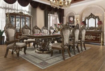 Dark Mocha & Metallic Gold 7PCs Dining Table Set HD-1803 By Homey Design